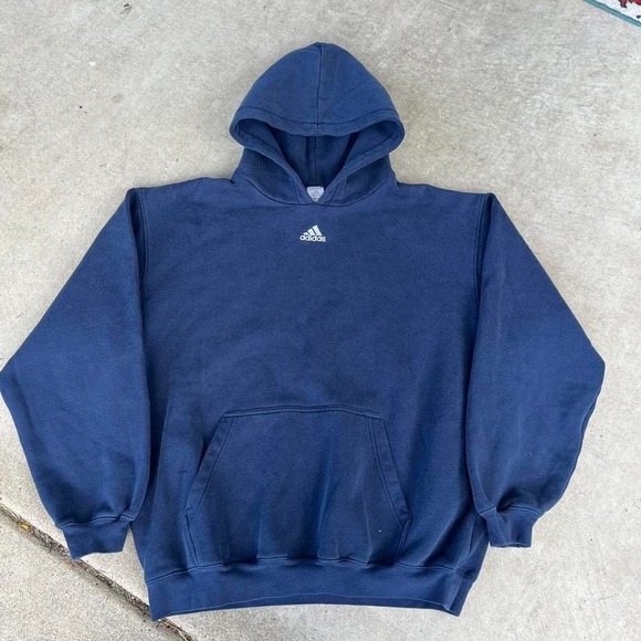 adidas Other - 1990s Adidas Center Logo Baggy Blue Hoodie size XL